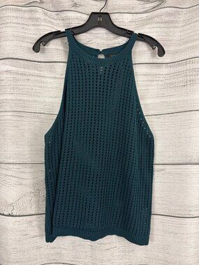 Halogen Teal Open Knit Sleeveless Sweater Size XL